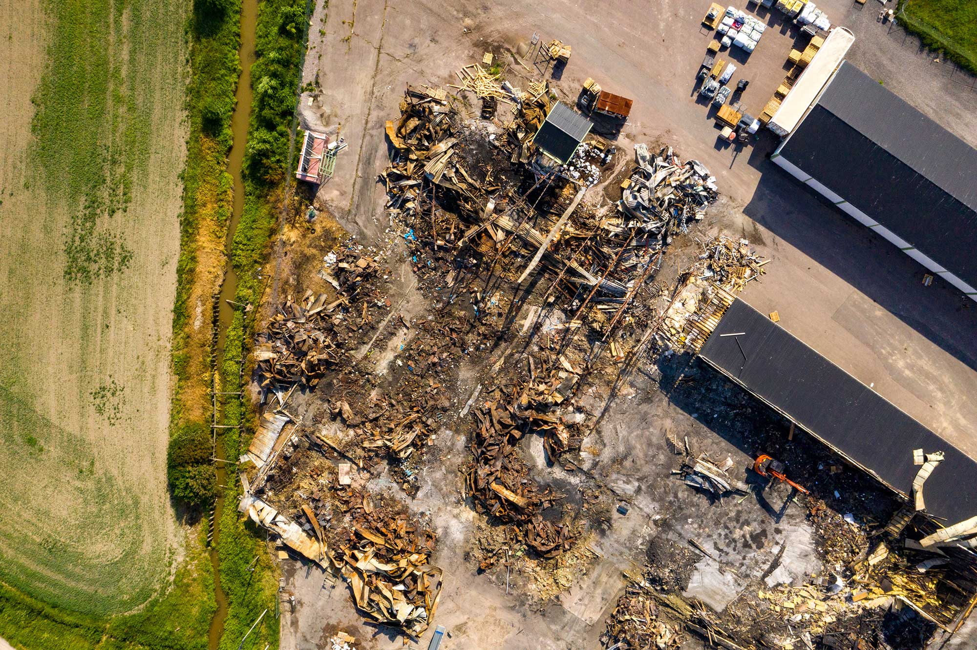 burnt down building ruins
