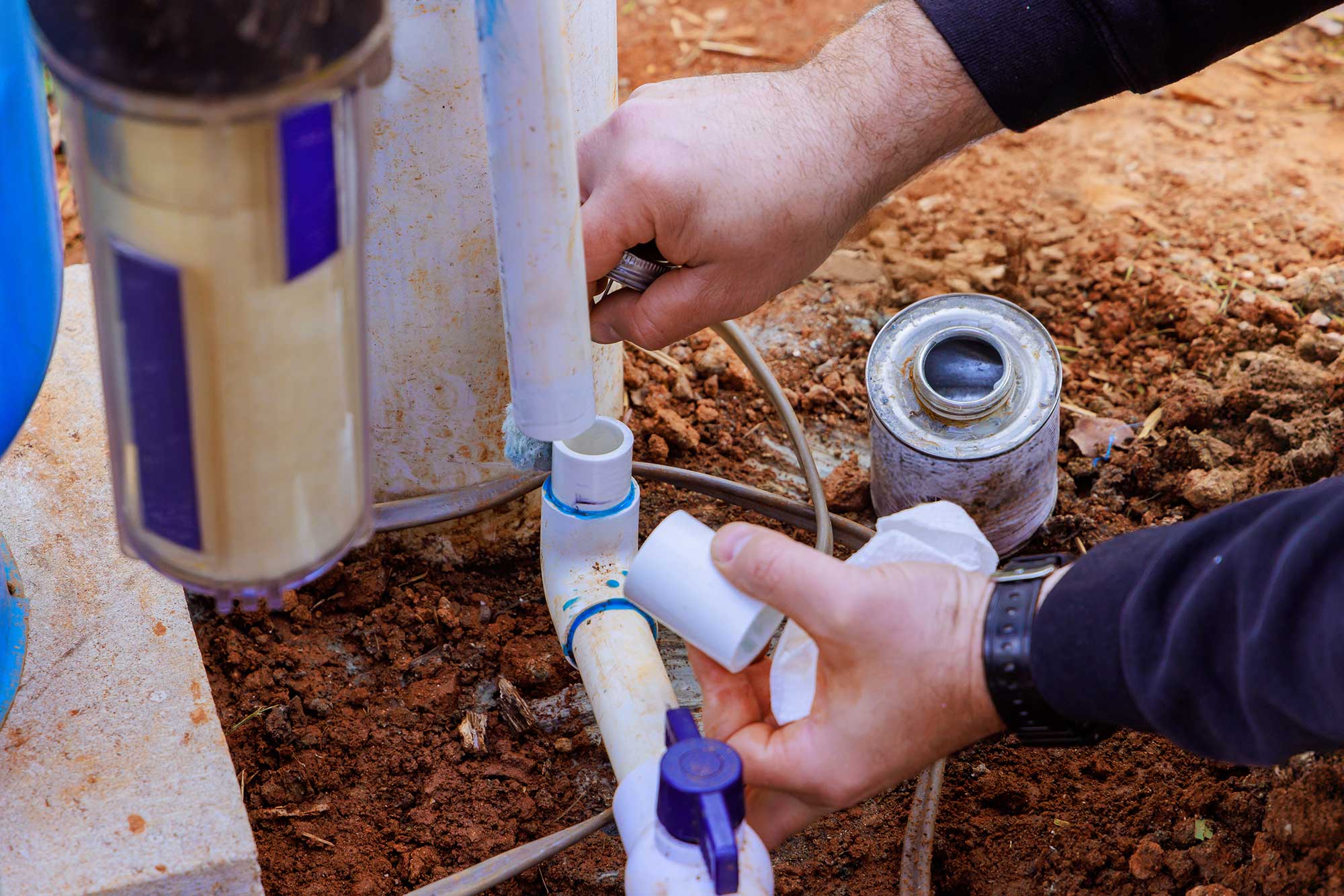 water is being connected- o well system to pump water